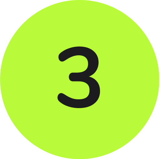 a black number three inside of a compete green circle