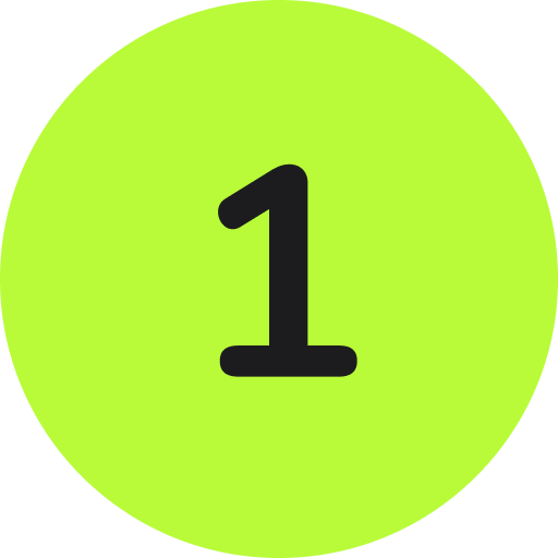 a black number one inside of a compete green circle