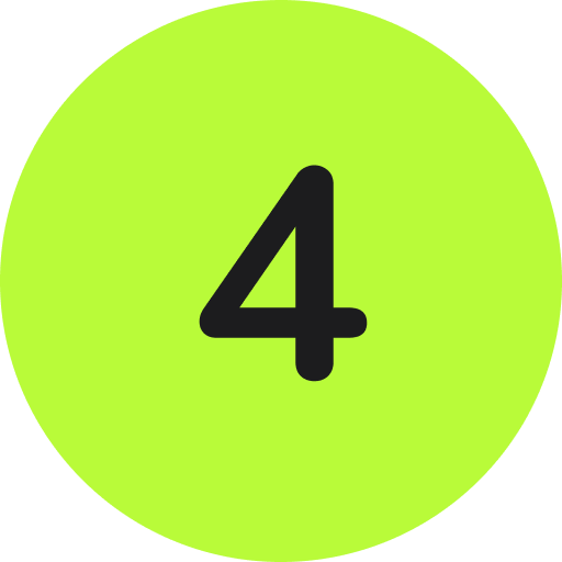 a black number four inside of a compete green circle