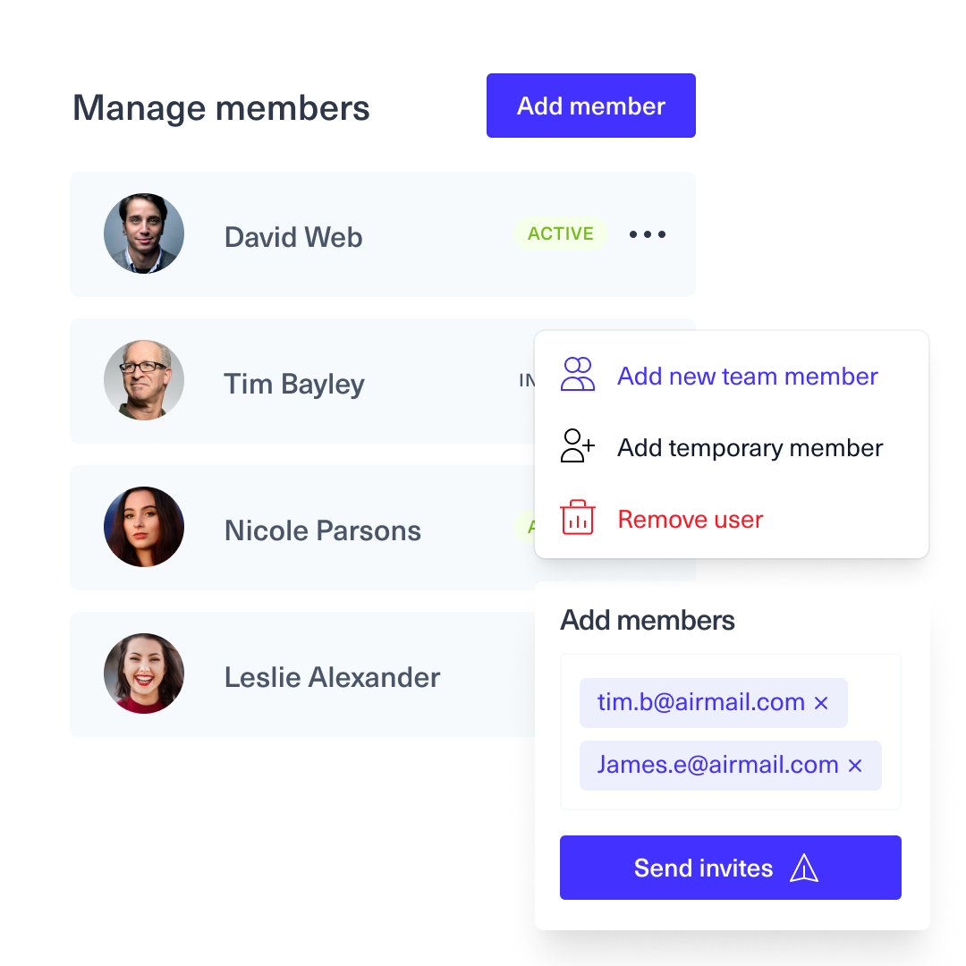Add virtual cards to team members