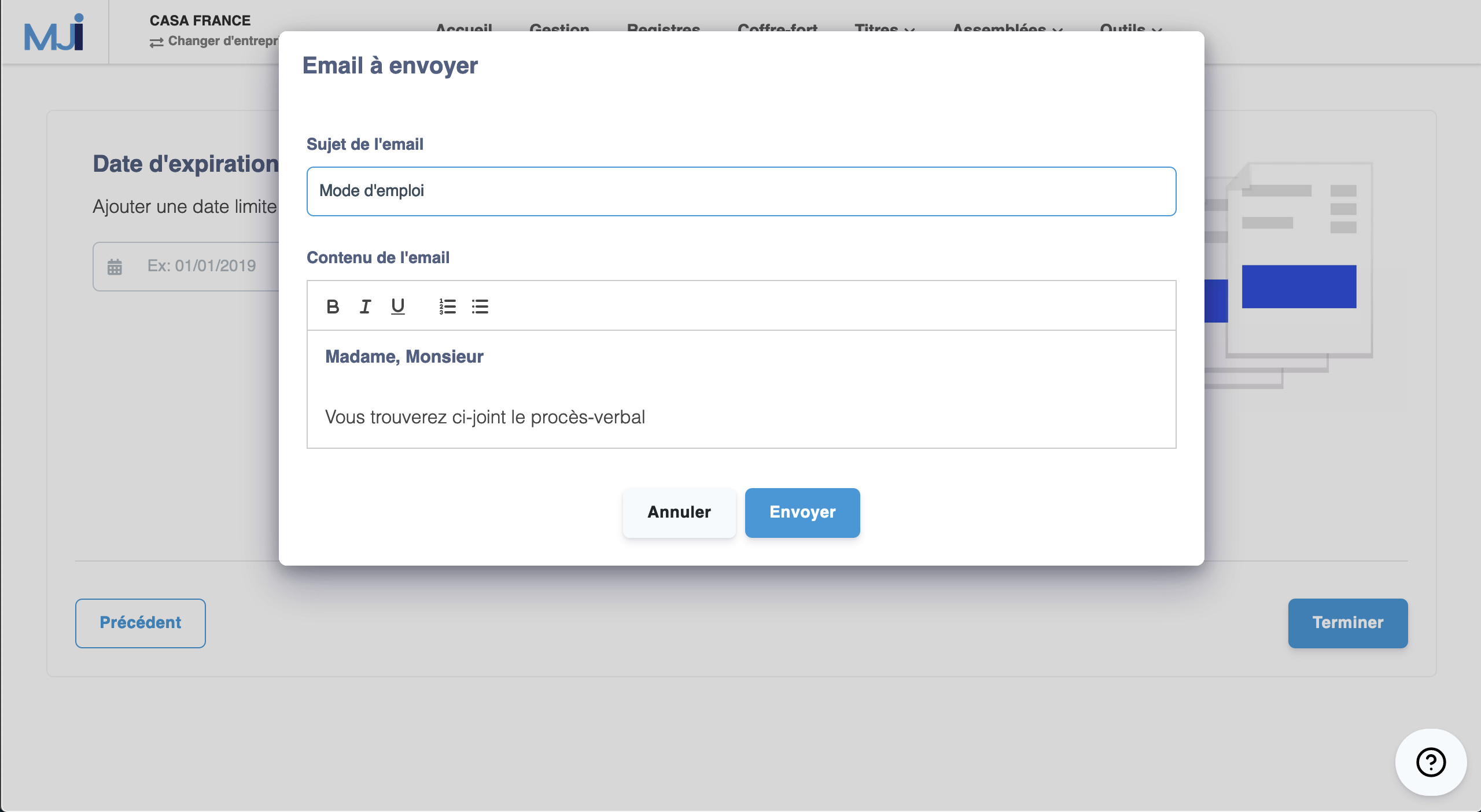 Illustration guide d’utilisation solution MonJuridique.infogreffe