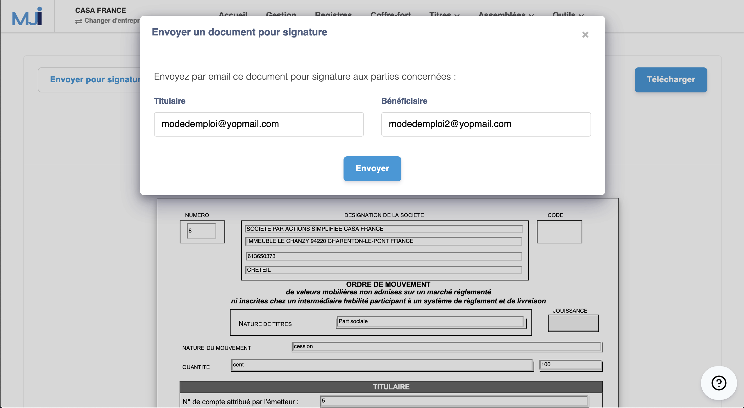 Illustration guide d’utilisation solution MonJuridique.infogreffe