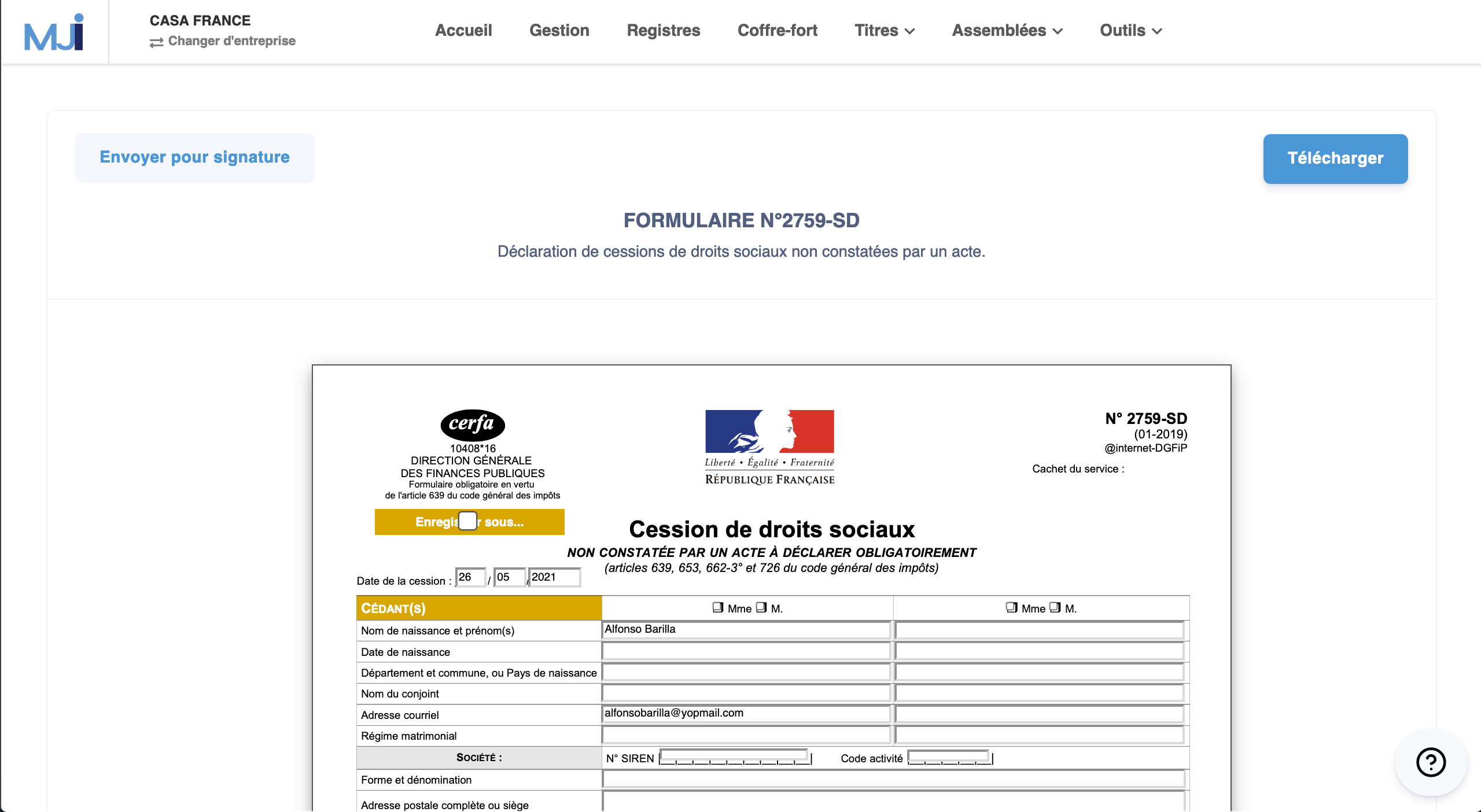 Illustration guide d’utilisation solution MonJuridique.infogreffe
