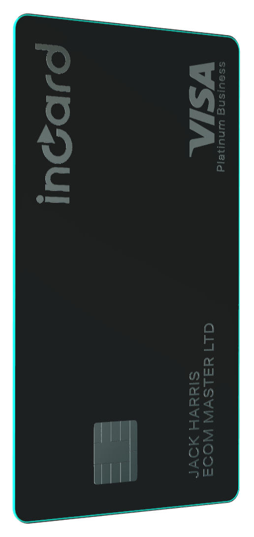 A veritical view of incard Platinium Visa, a business debit card in black