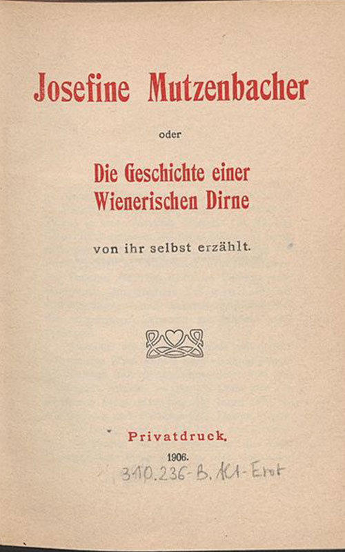 Josephine Mutzenbacher (Felix Salten, 1906)