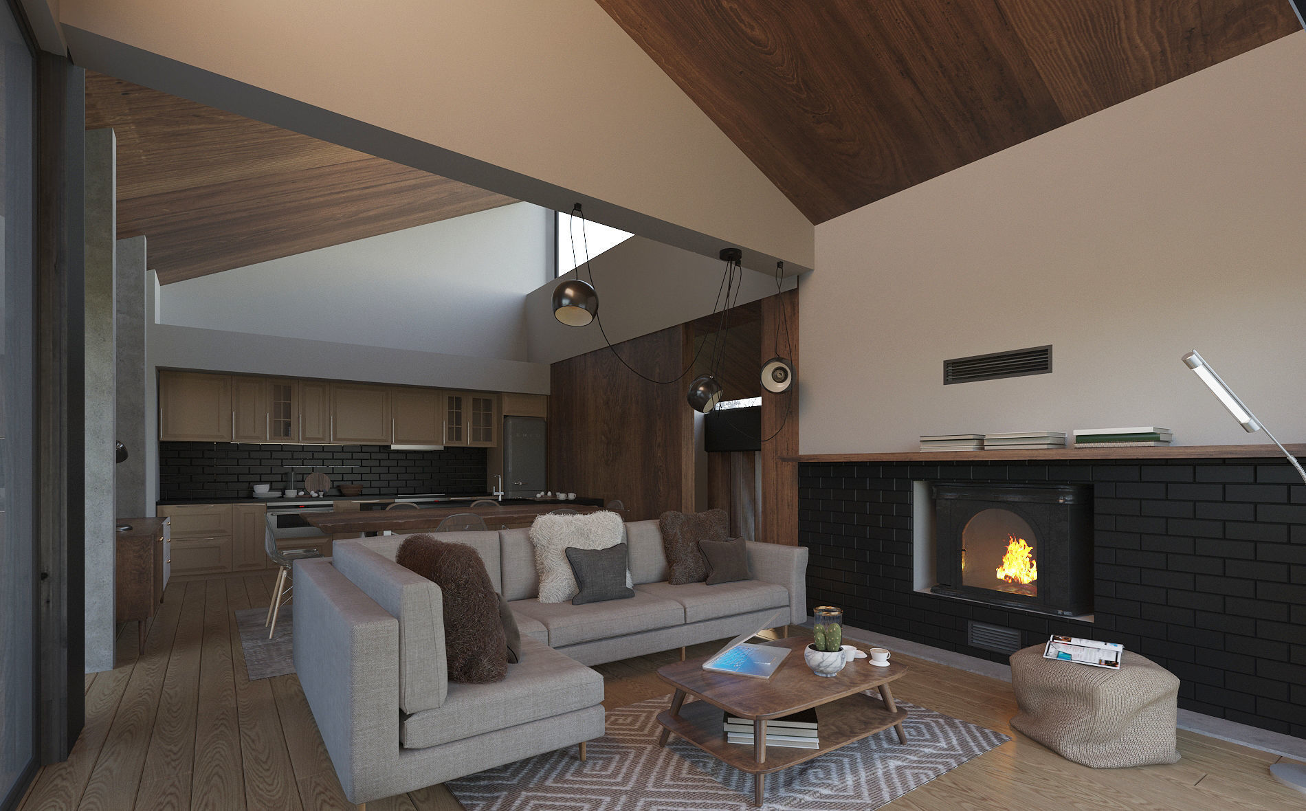 Winter Cabin House Living Room