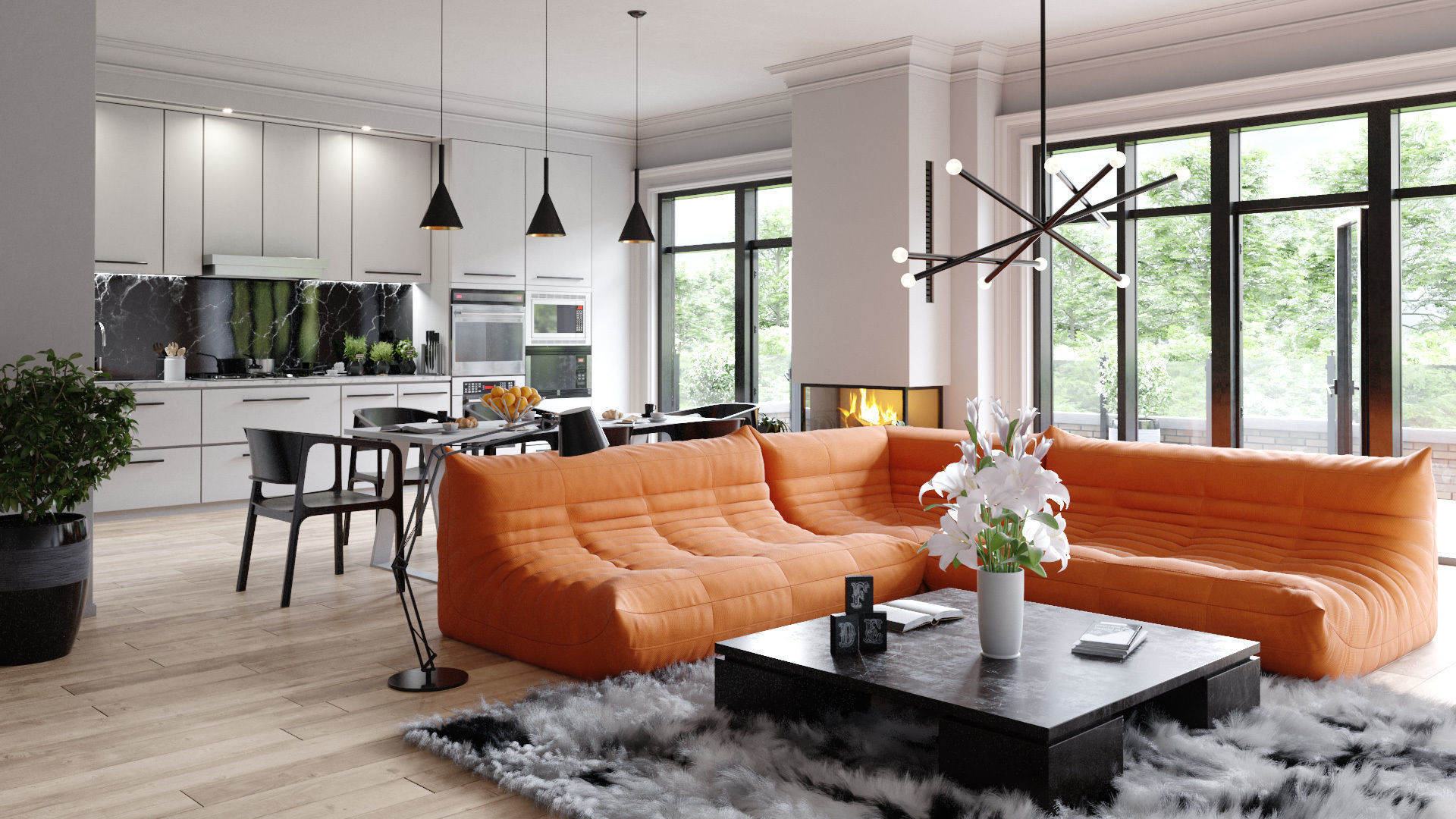 Orange Living Room