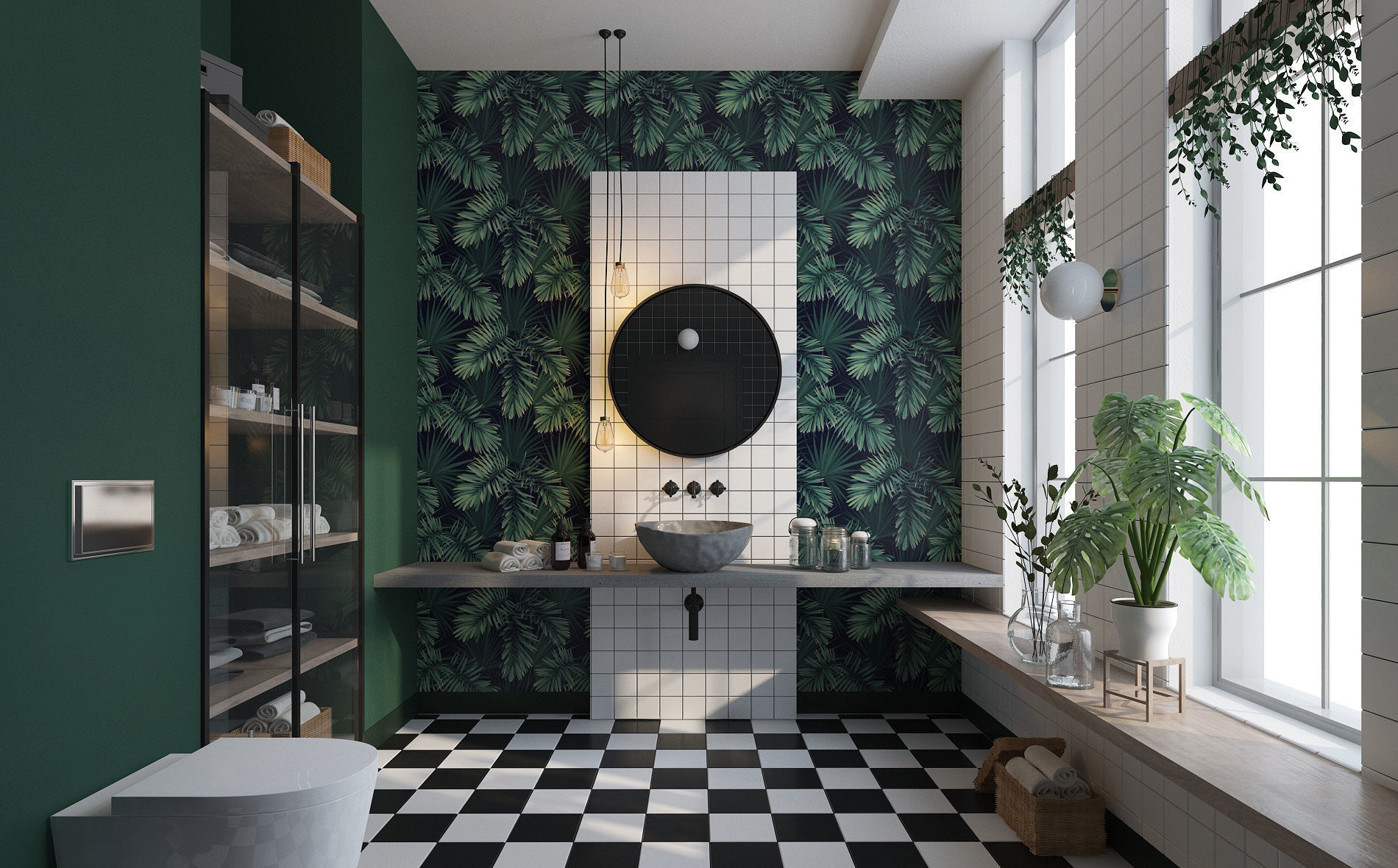 Glam Green Bathroom