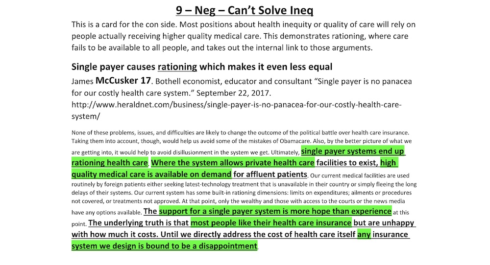 A newsletter example card for Public Forum