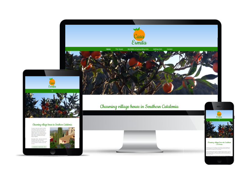 Casa Ermita's website shown in Desktop, Tablet and Mobile views.