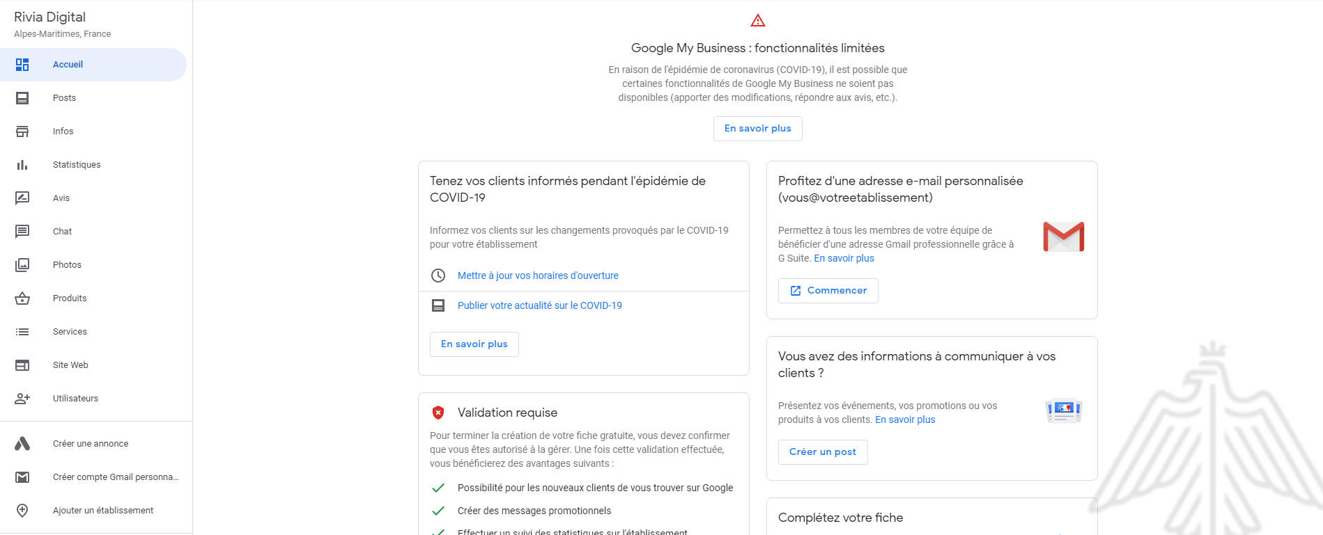 interface google my business