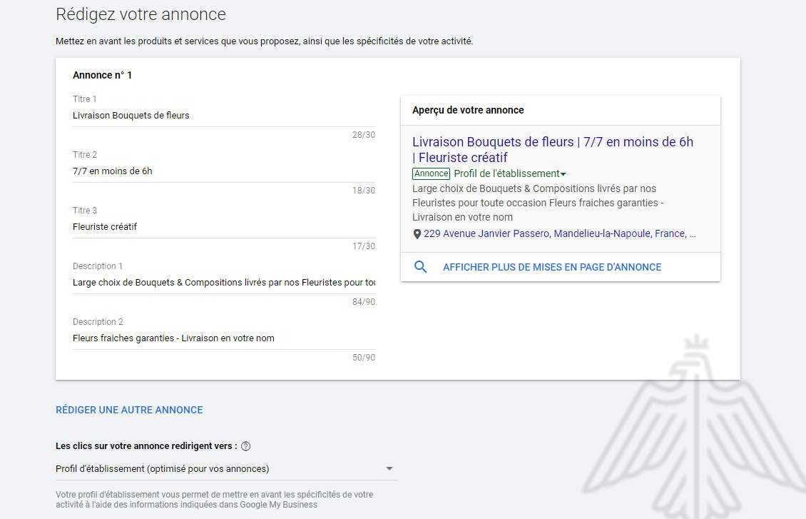 rédigez votre annonce google