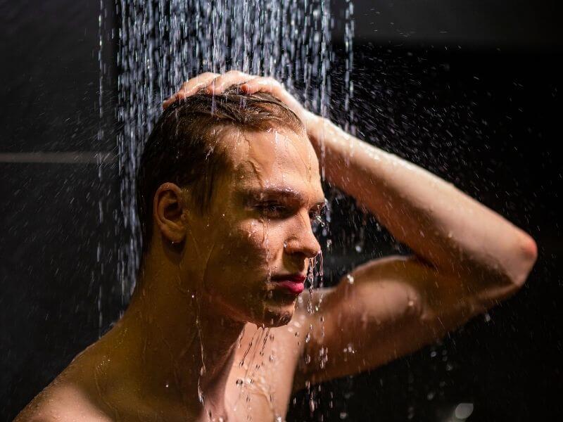 A man take shower
