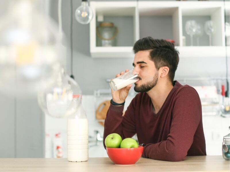A man drinking water
