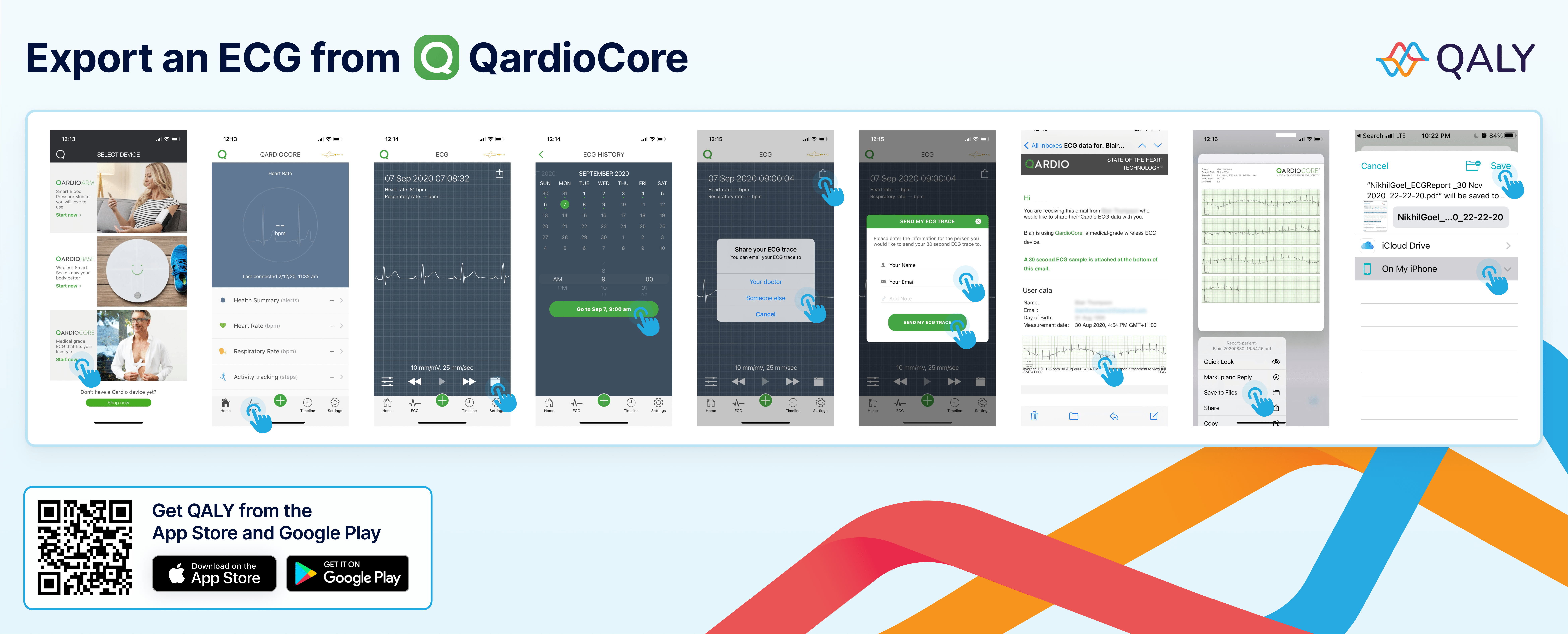 Export and ECG from QardioCore