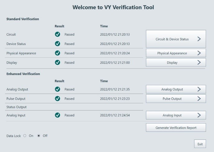FSA130 verification results screen