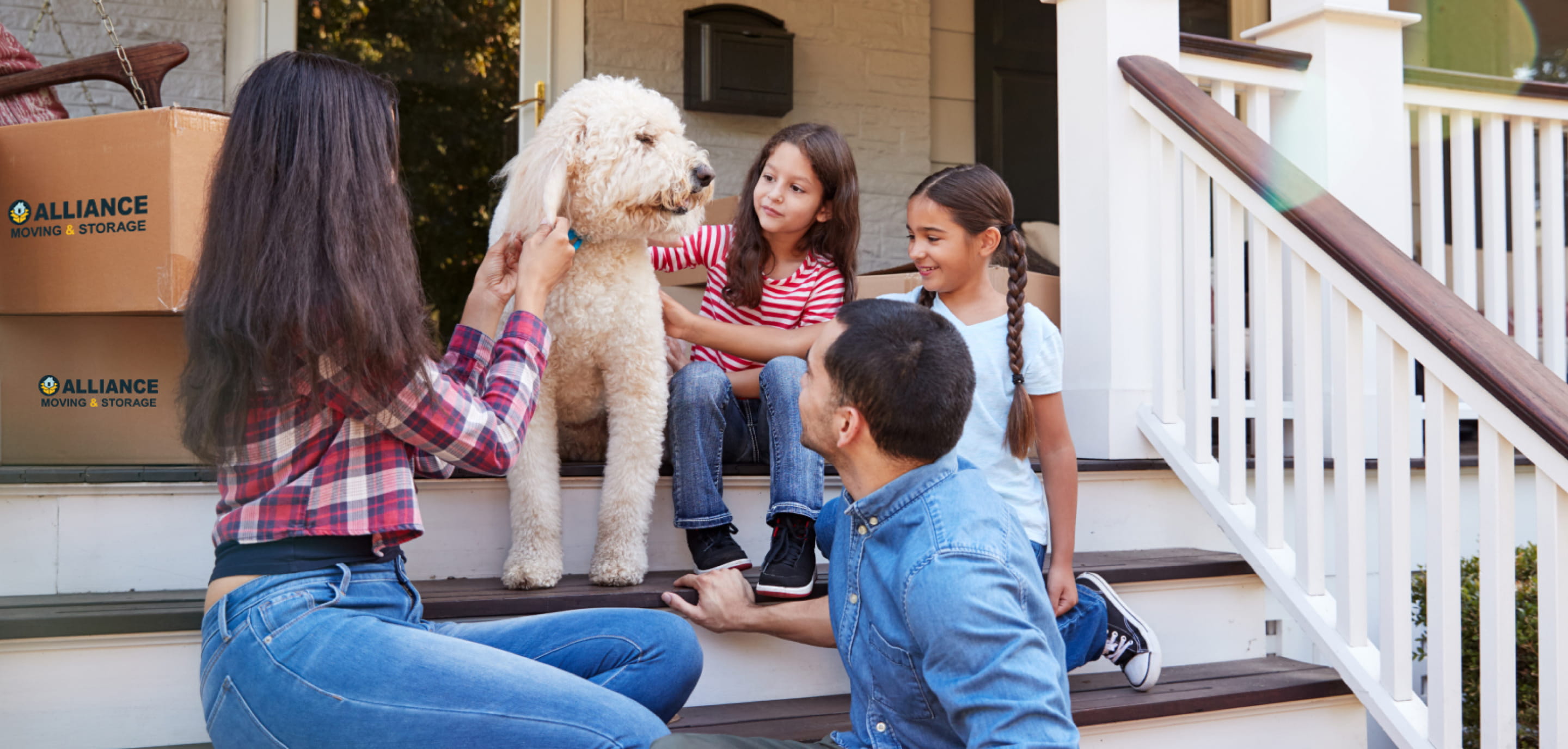 Cheerful children with a dog