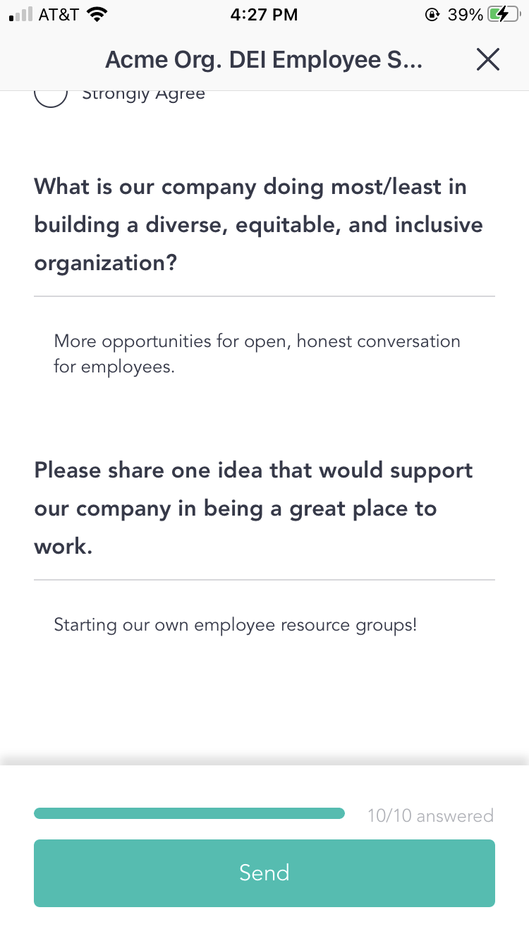 Submit feedback on policies using Cooleaf's diversity equity and inclusion survey questions