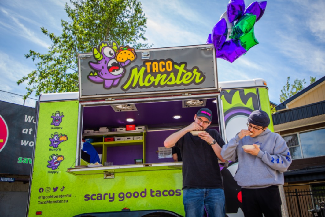 6196b3c175c1b5295a7d62a6 Taco%20Monster%20Food%20Truck%20with%20two%20people%20eating%20tacos