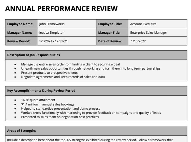 Annual Performance Review Template | Growth Business Templates