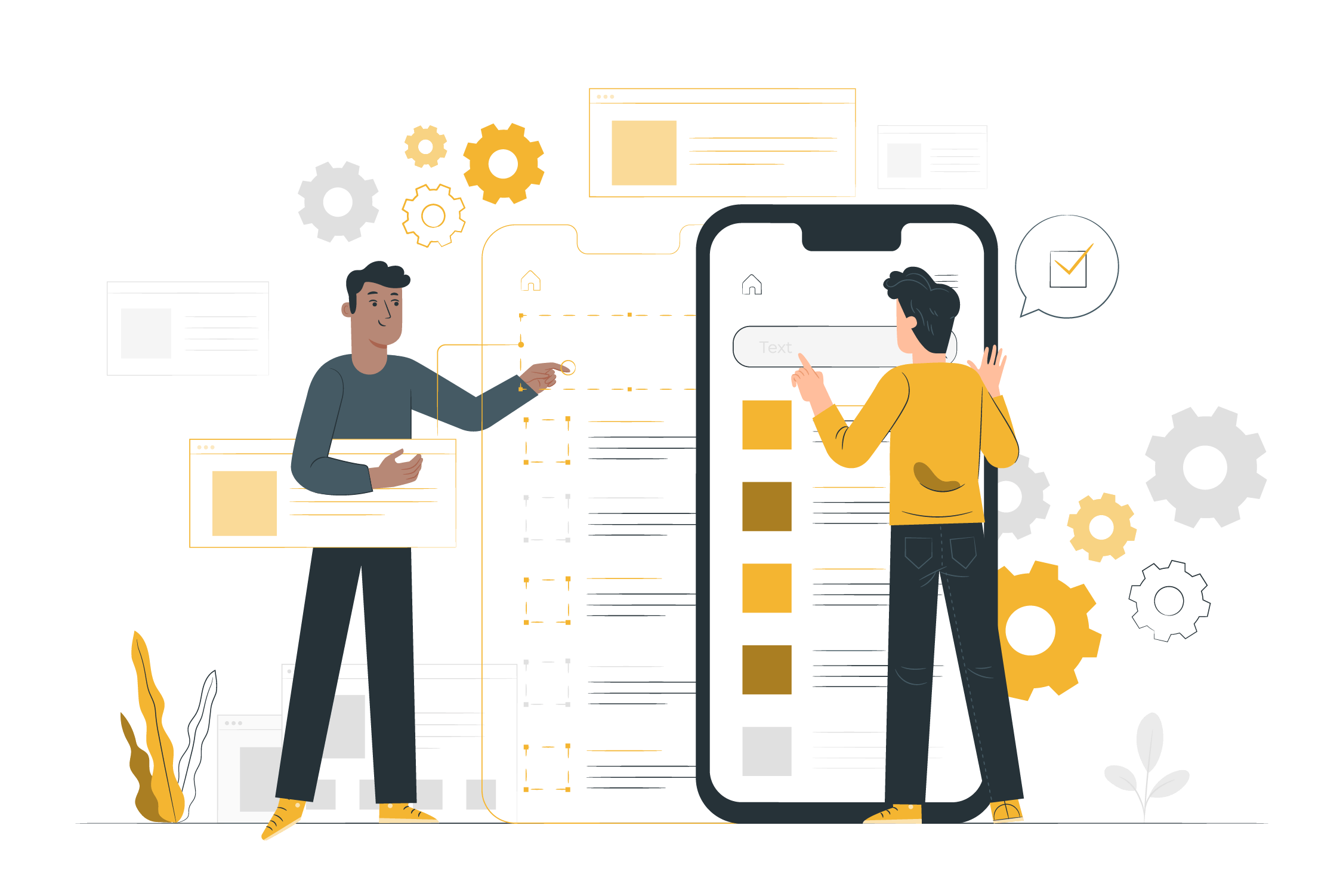illustratie van tech werkers