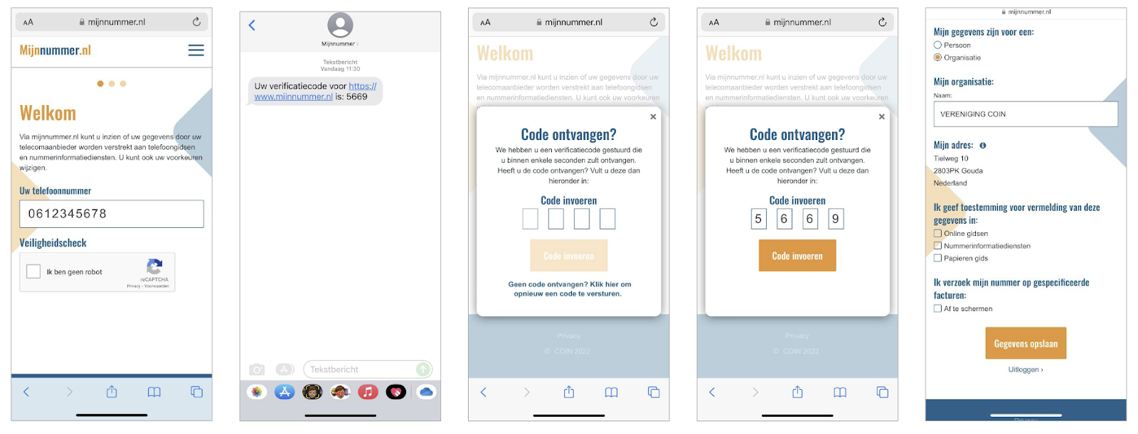 Sitio web mijnnummer.nl (Mi número)