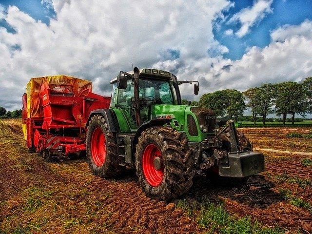 tractor in a field