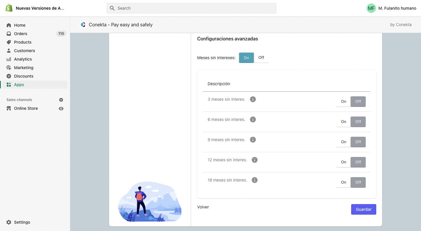 Si decides activar los meses sin interés, deberás seleccionar aquellos que forman parte de los elementos seleccionables. Más información: https://conekta.com/pricing