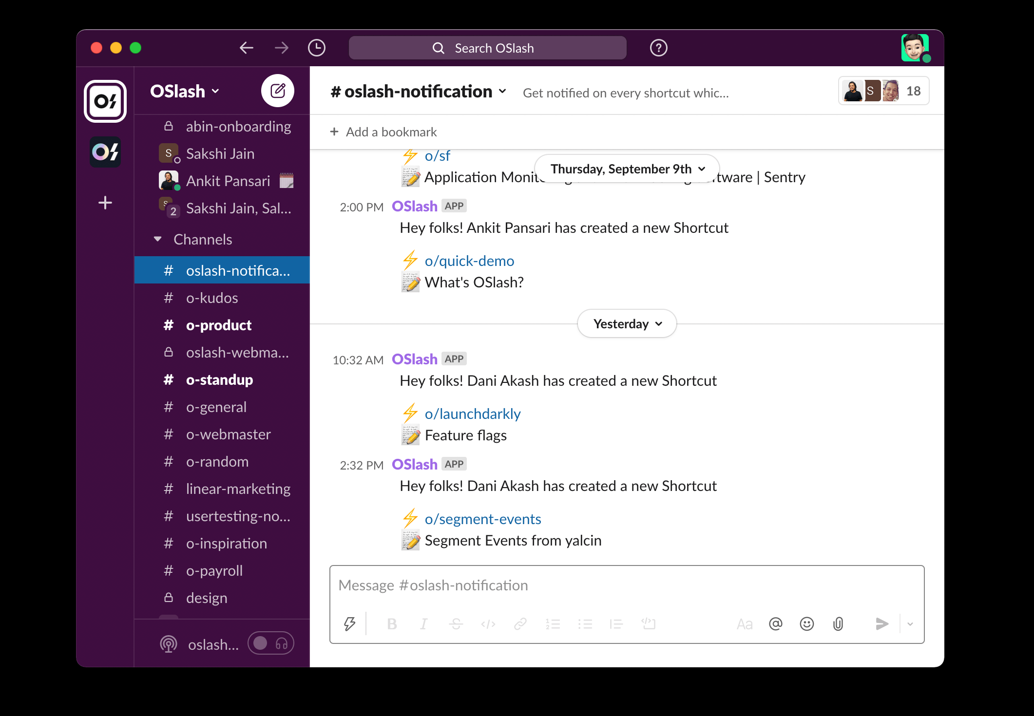 Slack Norification Oslash