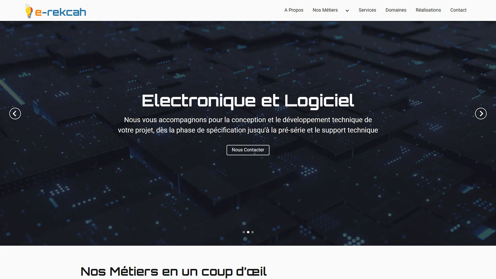 Screenshot du haut du site web d'e-rekcah