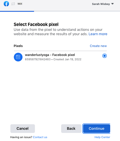 Facebook Pixel - Wix platforma