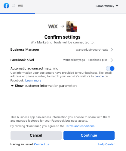 Facebook Pixel - Wix platforma