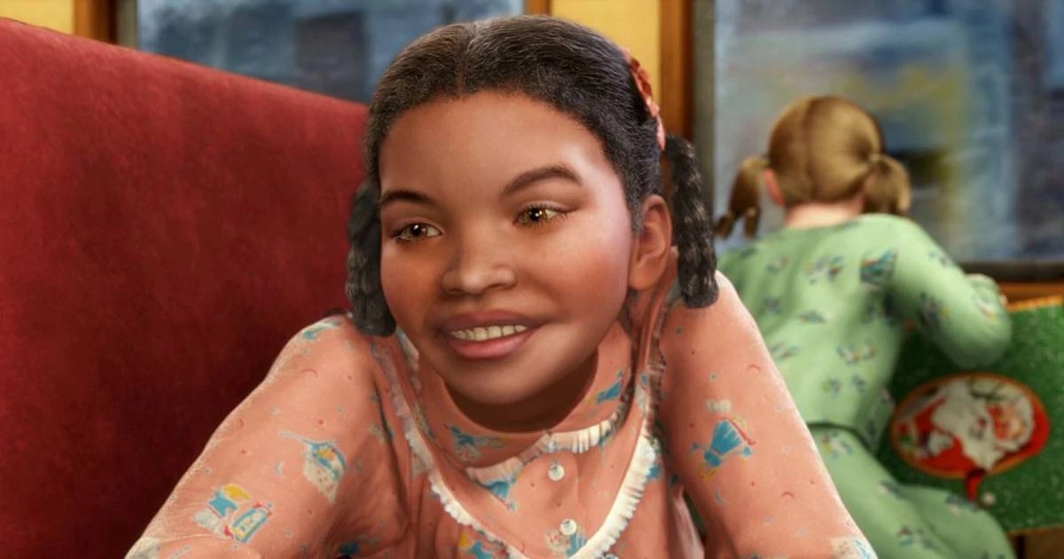 Still image of a child in The Polar Express movie.