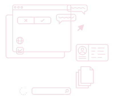 A doodle illustration of website user interface components.