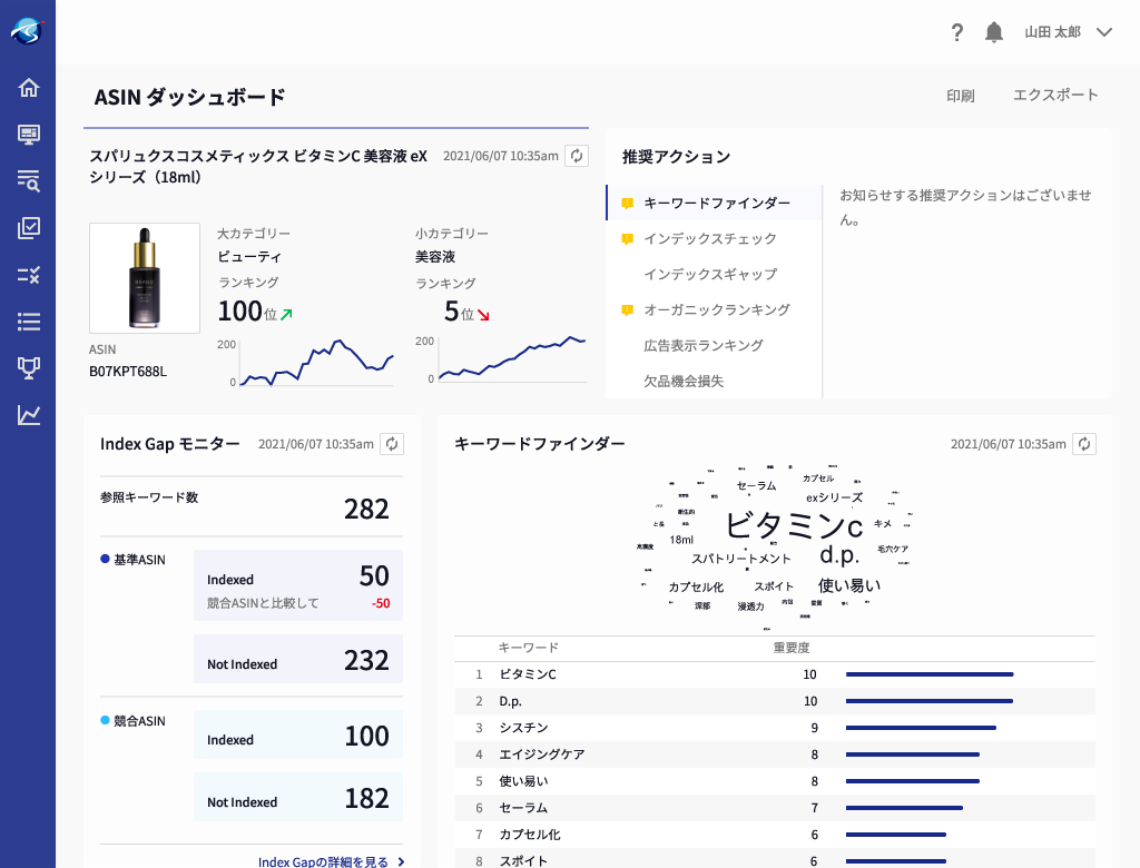 Picaro.ai ASIN Dashboard ASINダッシュボード