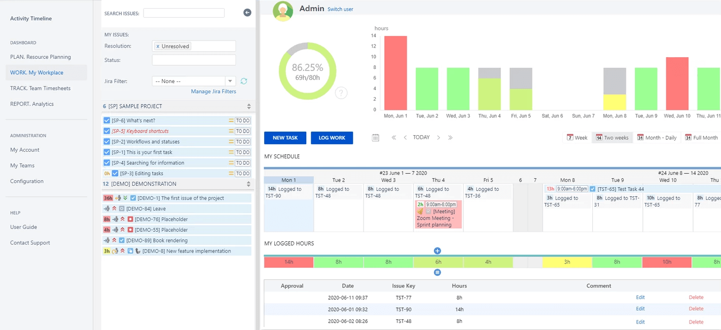 ActivityTimelin as a time tracking app for Jira