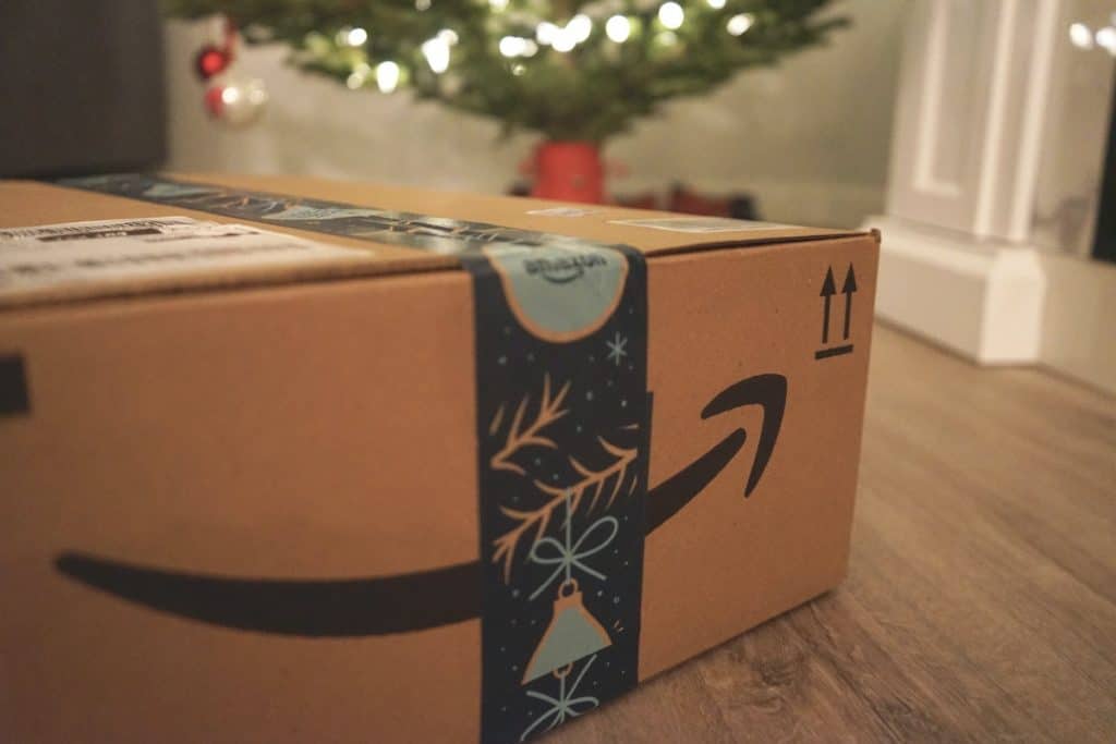 Amazon parcel under a Christmas tree