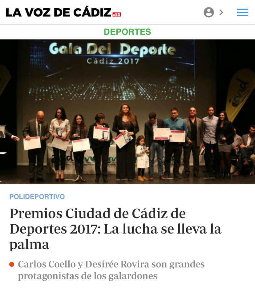 Ganador Premios de Ciudad de Cadiz de Deportes Ayuntamiento de Cadiz (Deportista masculino mas destacado)