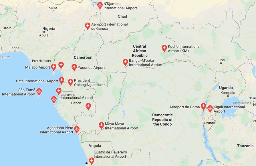 Which Are The Key Airports Of Central Africa?
