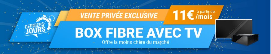 Image Vente Privée ZoneADSL : box fibre + TV à partir de 11€. L'offre la moins chère du marché actuellement