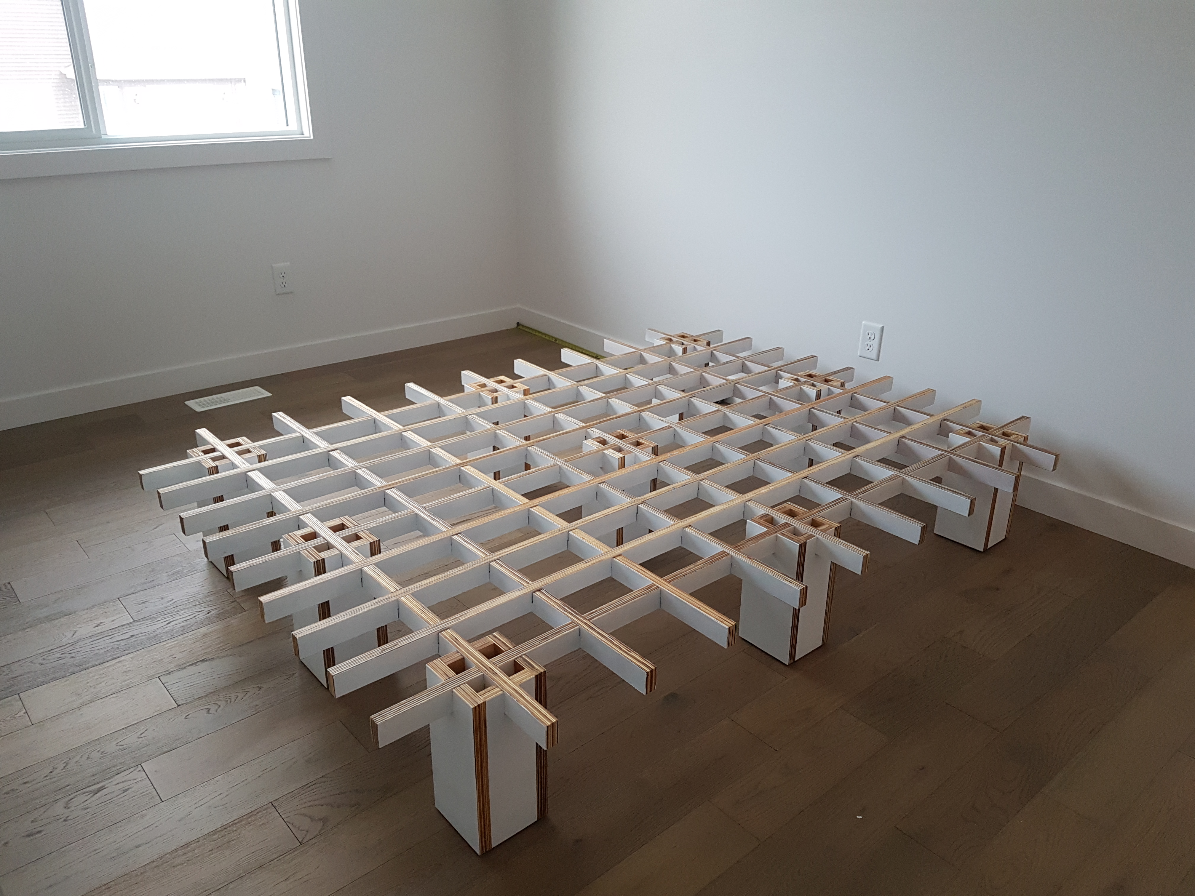 Tic Tac Toe bed frame in custom white paint colour