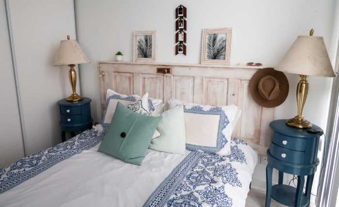 Old door headboard painted alternative