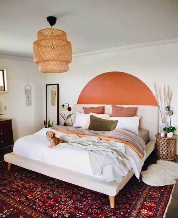 Bright half circle headboard alternative