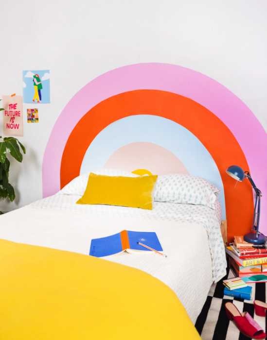 Painted mural headboard alternative