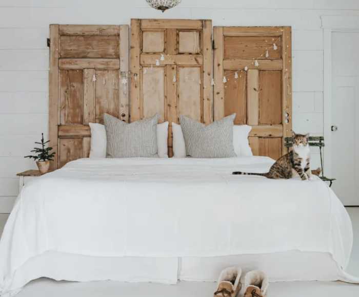 Fun DIY Project headboard doors with twinkly lights