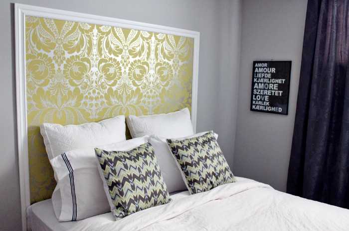 Decorative wallpaper headboard alternative