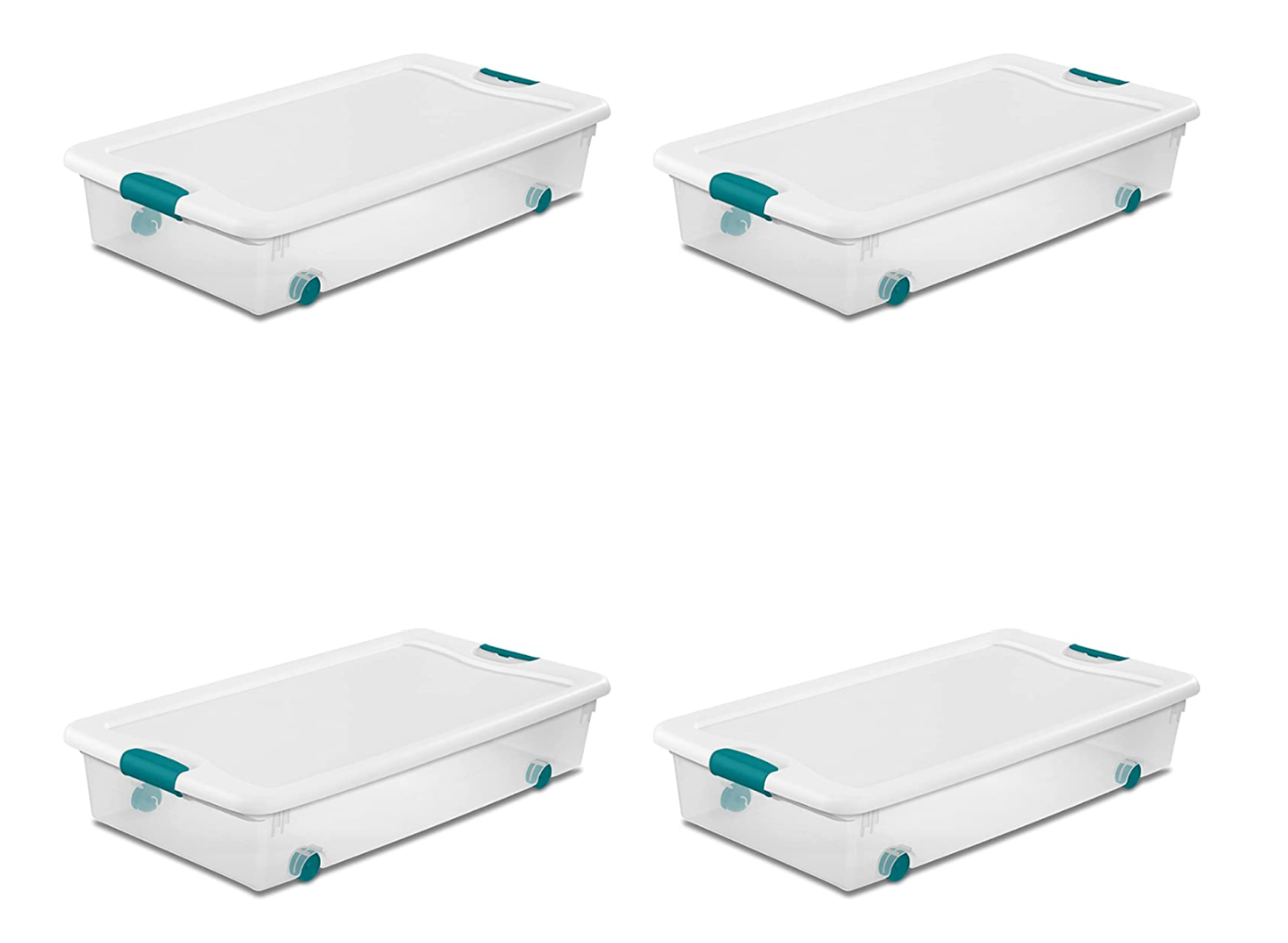 Four Sterilite Wheeled Latching Boxes