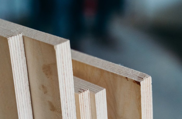 Sheets of plywood next to each other