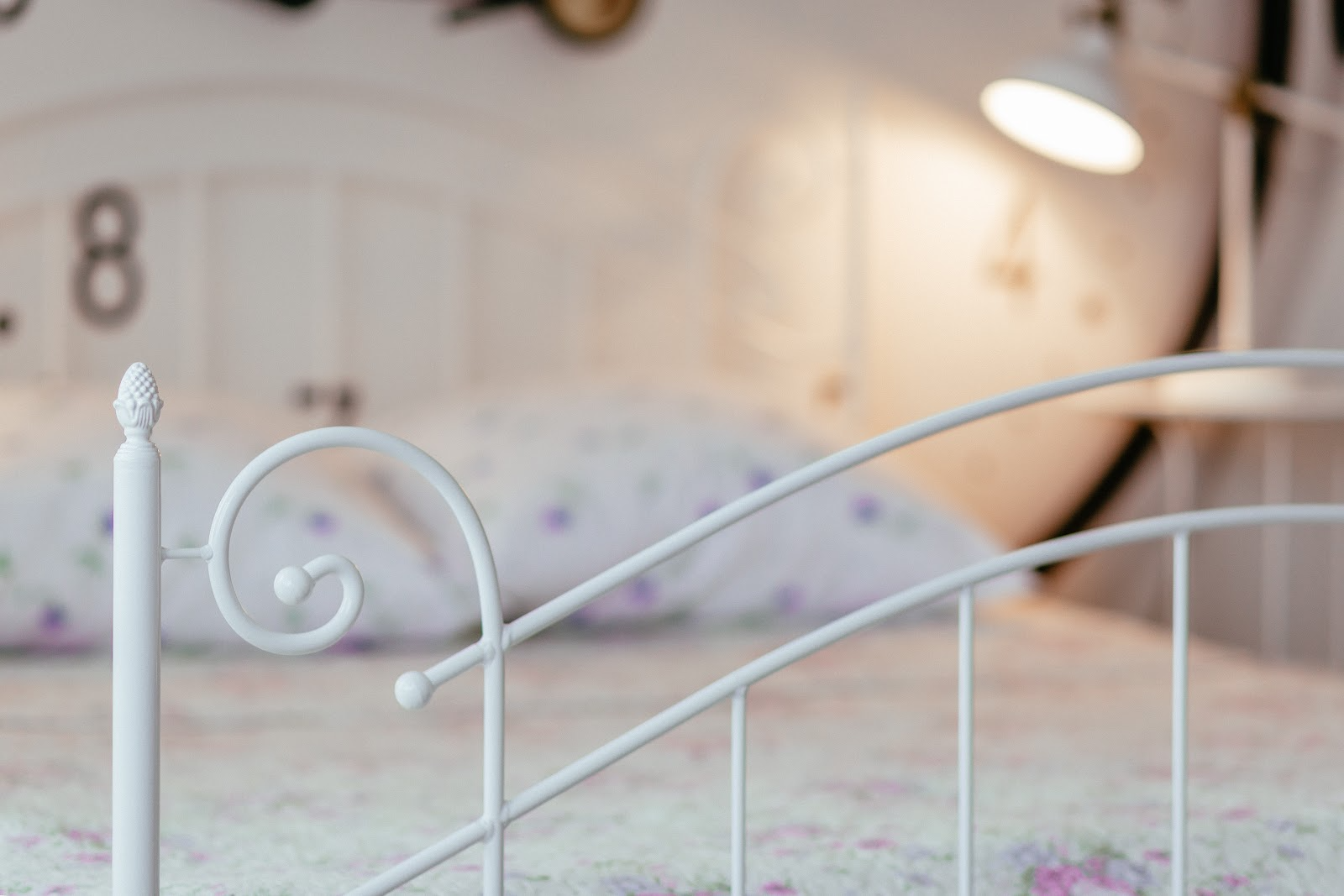 white metal bed frame