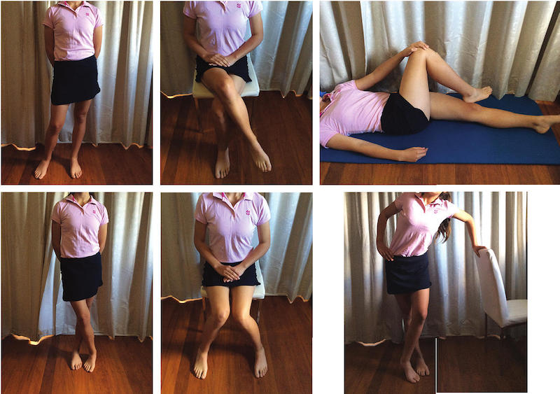 Pictures of hip positions that can irritate hip pain